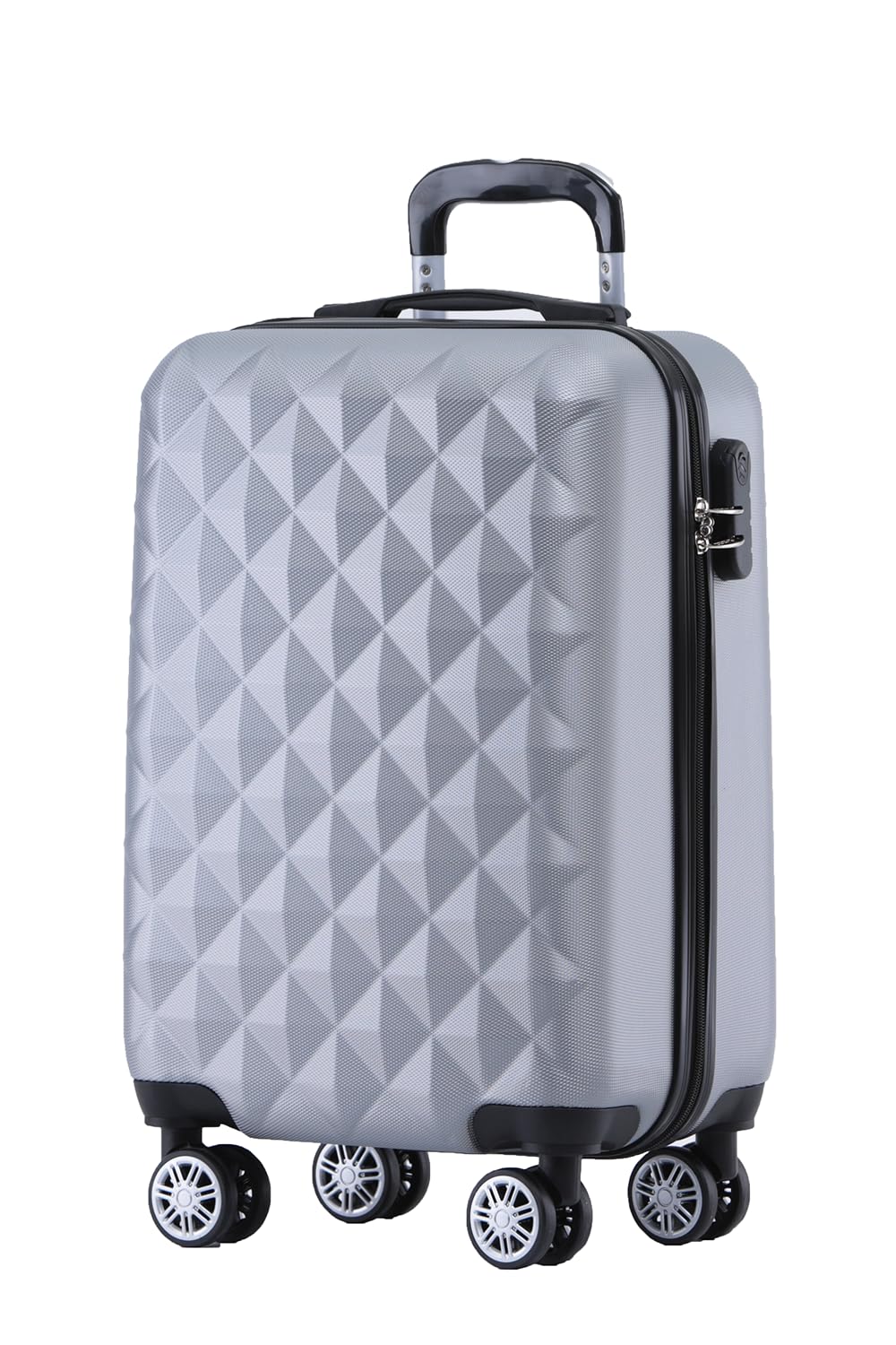 BEIBYE Zwillingsrollen 2066 Hartschale Trolley Koffer Reisekoffer Gepäck M-L-XL-Set (Silber, M) Silb