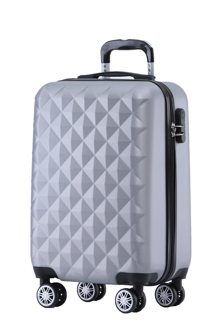 BEIBYE Zwillingsrollen 2066 Hartschale Trolley Koffer Reisekoffer Gepäck M-L-XL-Set (Silber, M) Silb
