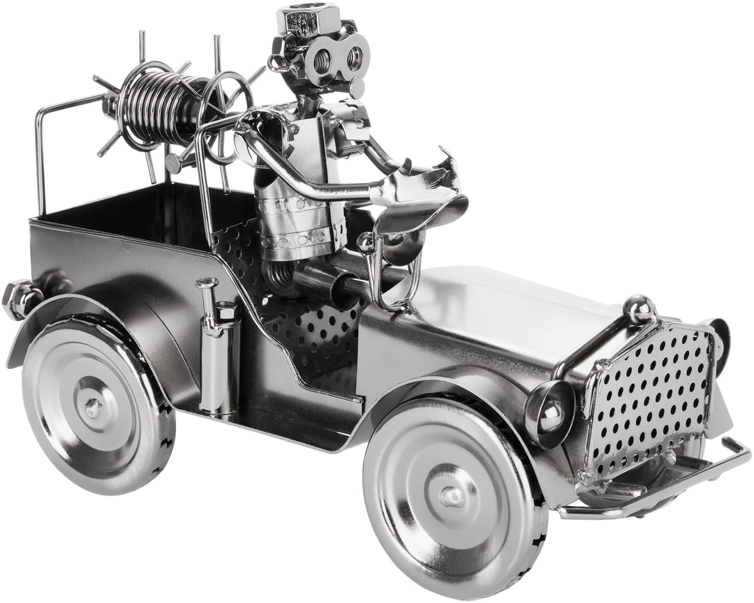 BRUBAKER Schraubenmännchen Feuerwehrauto - Feuerwehr Eisenfigur Metallmännchen - Oldtimer Löschfahrz