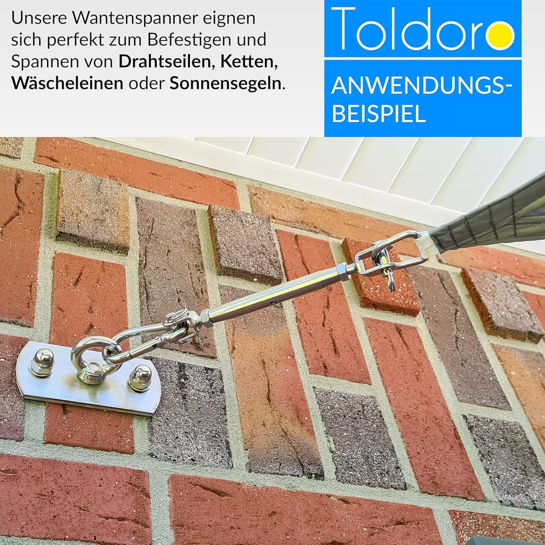 Toldoro® 2x M10 Wantenspanner Edelstahl rostfrei V4A / Sonnensegel Spanner, Spannschloss, Seilspanne