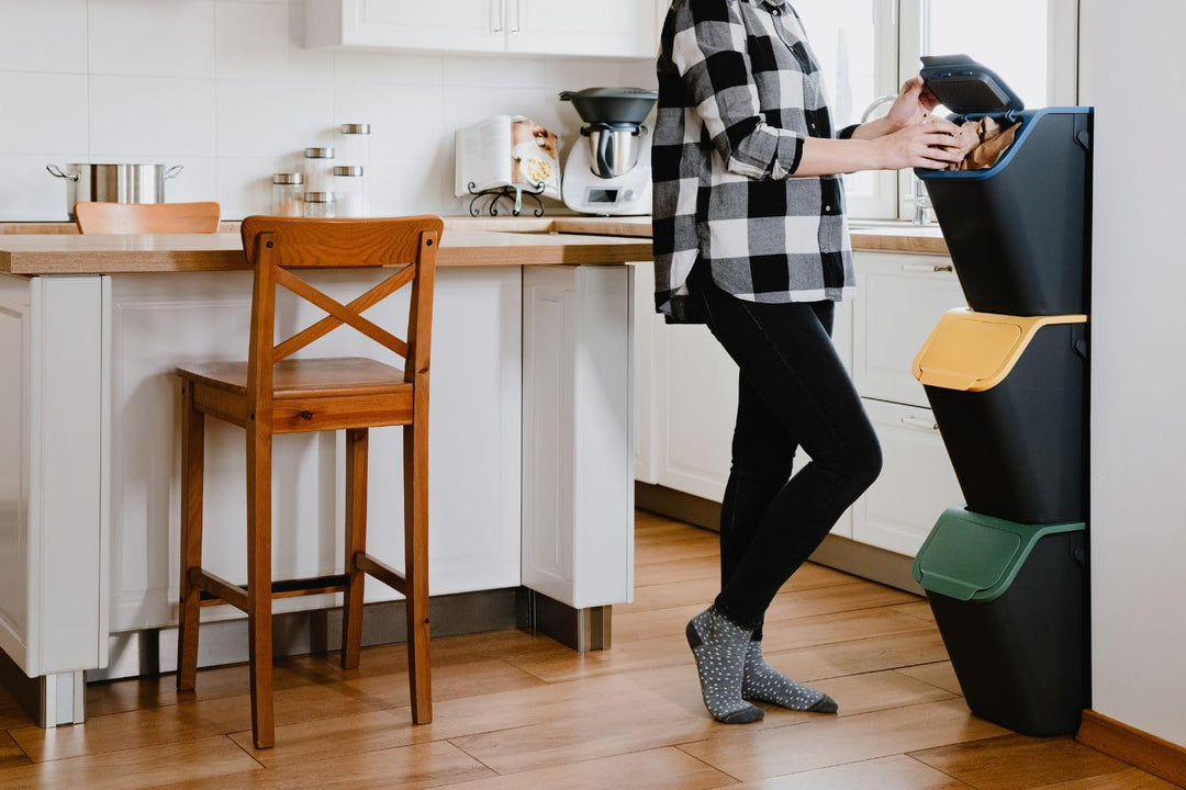 Go Practic Mülleimer Set 4 Stück 25L Mit Deckel Click-Function Abfalleimer Mülltrennsystem Abfallbeh