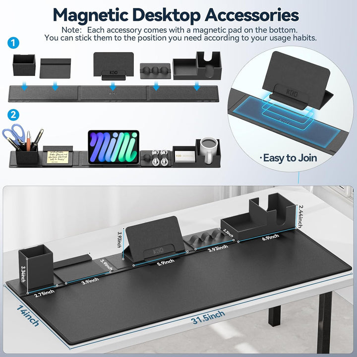 KDD 6 in 1 Schreibtisch Unterlage & Gaming Mauspad XXL, Rutchfeste Desk Mat mit DIY Magnetisch Organ