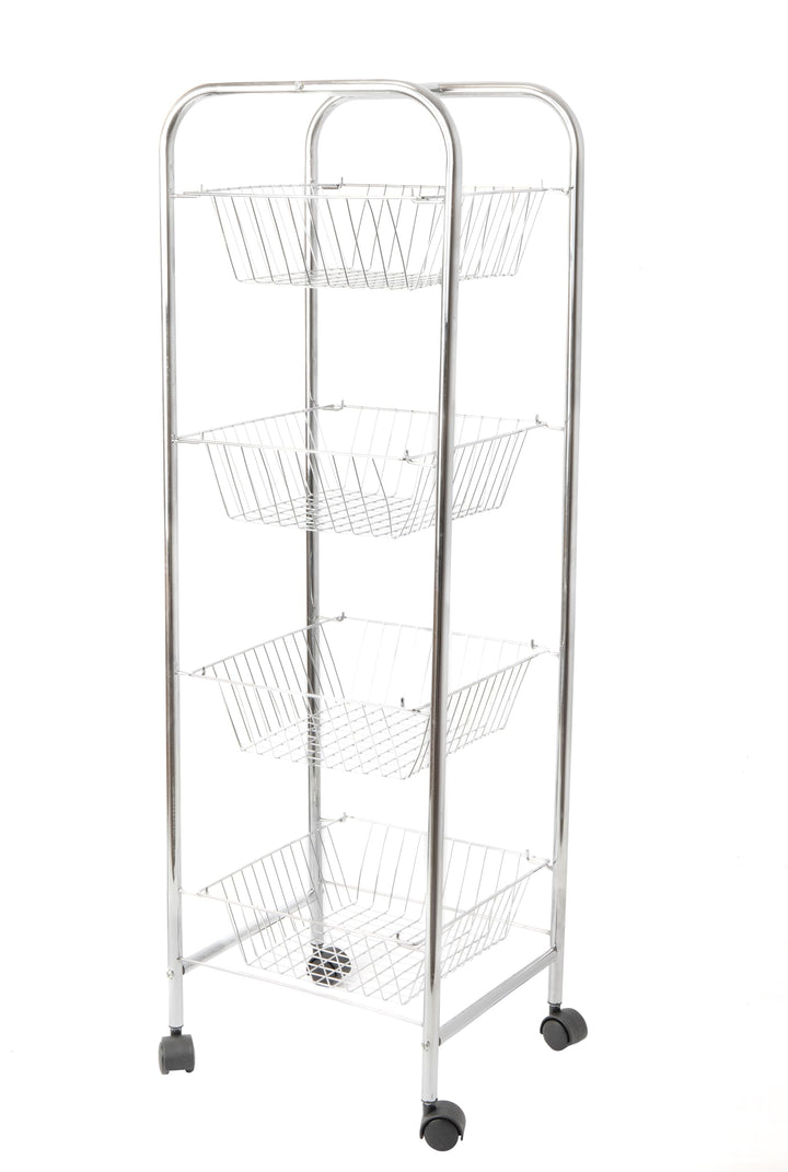 KitchenCraft Trolley 4-Etagen 87x26x25cm verchromt in Silber, Metall, 25 x 25 cm Traditional, Tradit