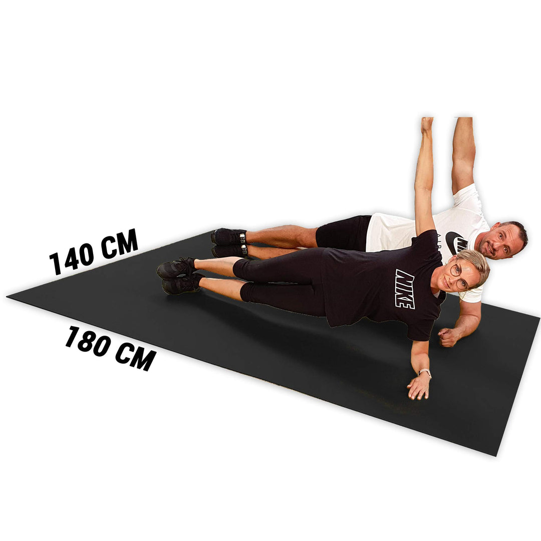 GYMEX Athletics Fitness-Matte XXL, extra gross, rollbar, für Yoga, Sport & Fitness 180x140cm GRAU, G