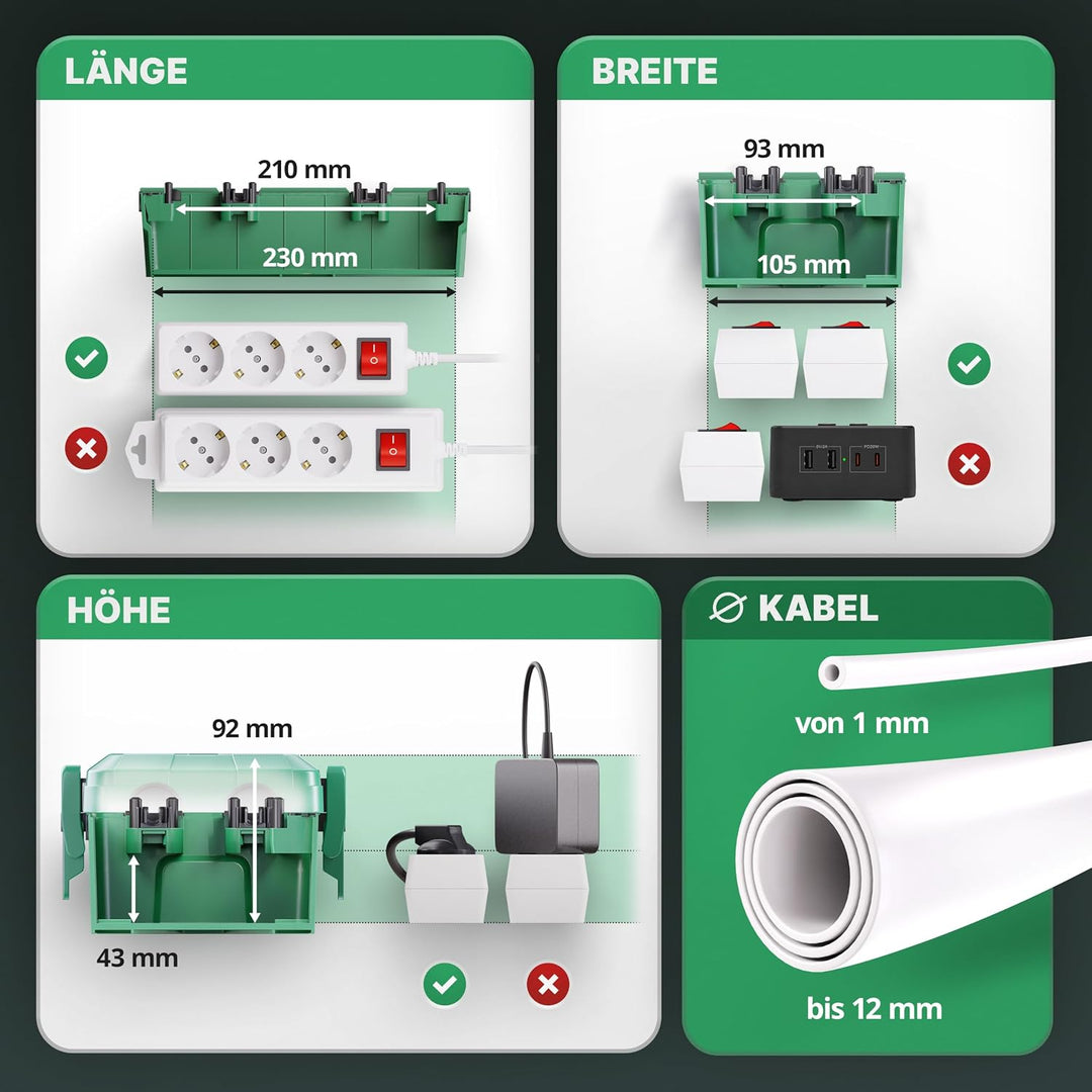 Kabelbox wasserdicht IP54 [Das Original] Safe Box - Sicherheitsbox - Outdoor Box wasserdicht - Steck