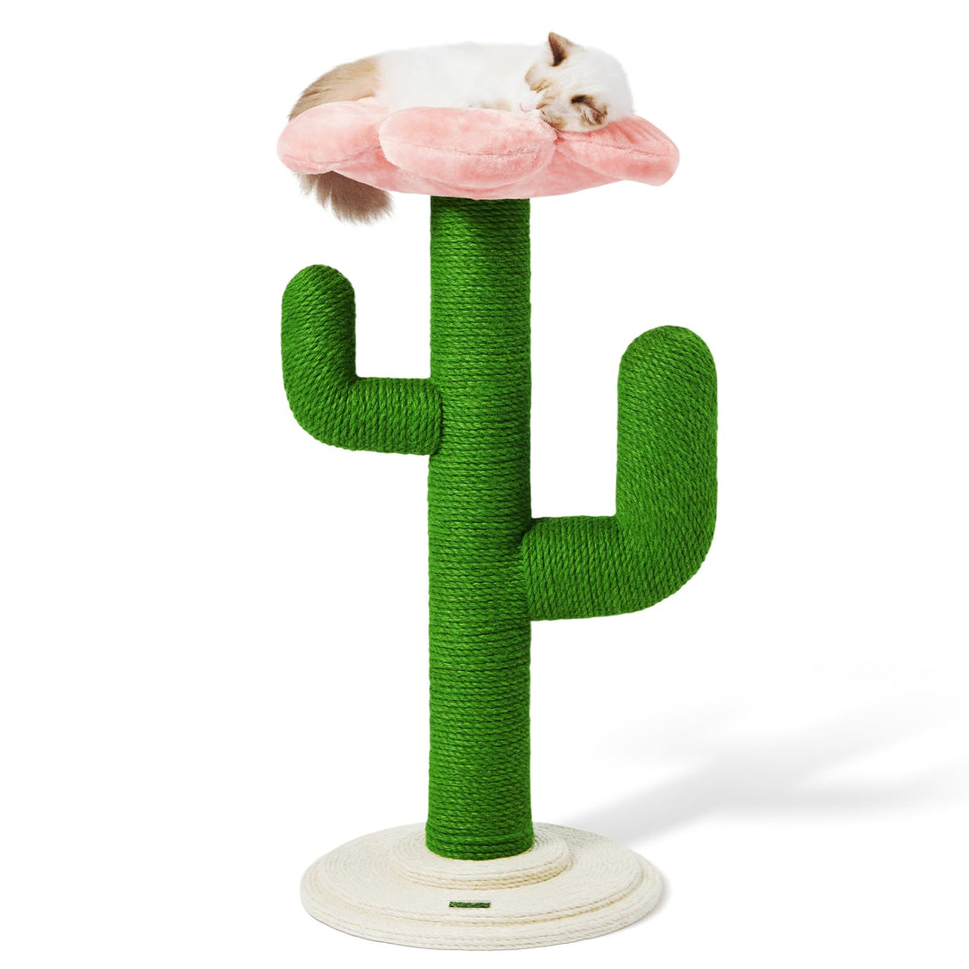 VETRESKA Kratzbaum mit Bett, 105 cm, Kratzbaum für Wohnungskatzen, extra grosser Sisal-Kratzbaum, ro