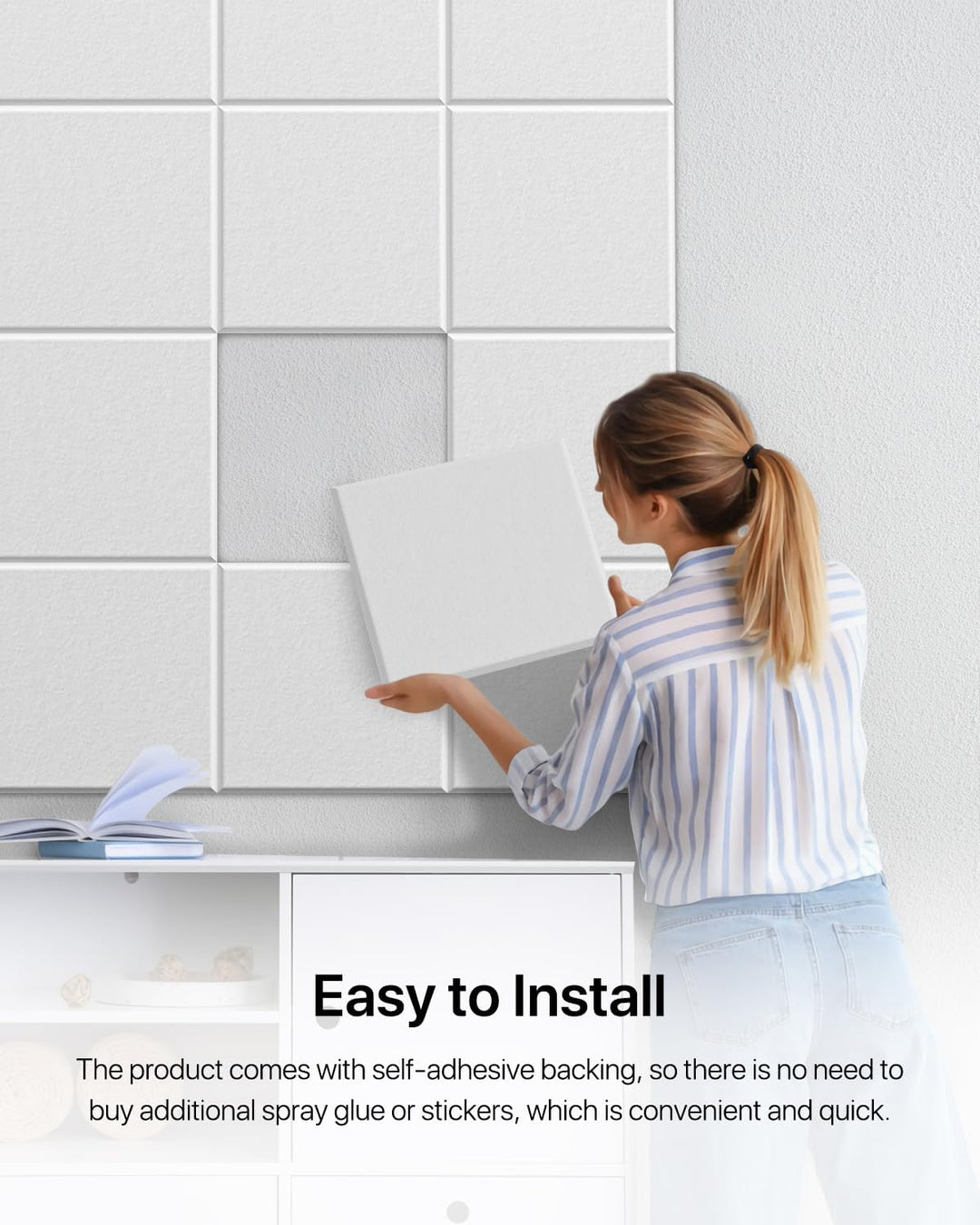 Quadratische 18 Stück Akustikplatten Selbstklebend, Schallabsorber Schallschutz Wand Hoher Dichte Sc