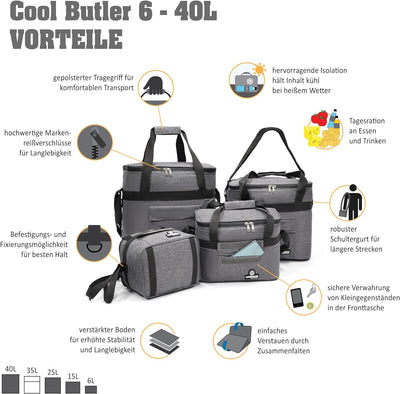 outdoorer Kühltasche Cool Butler - Isoliertasche, Thermotasche, Picknicktasche für Lebensmitteltrans