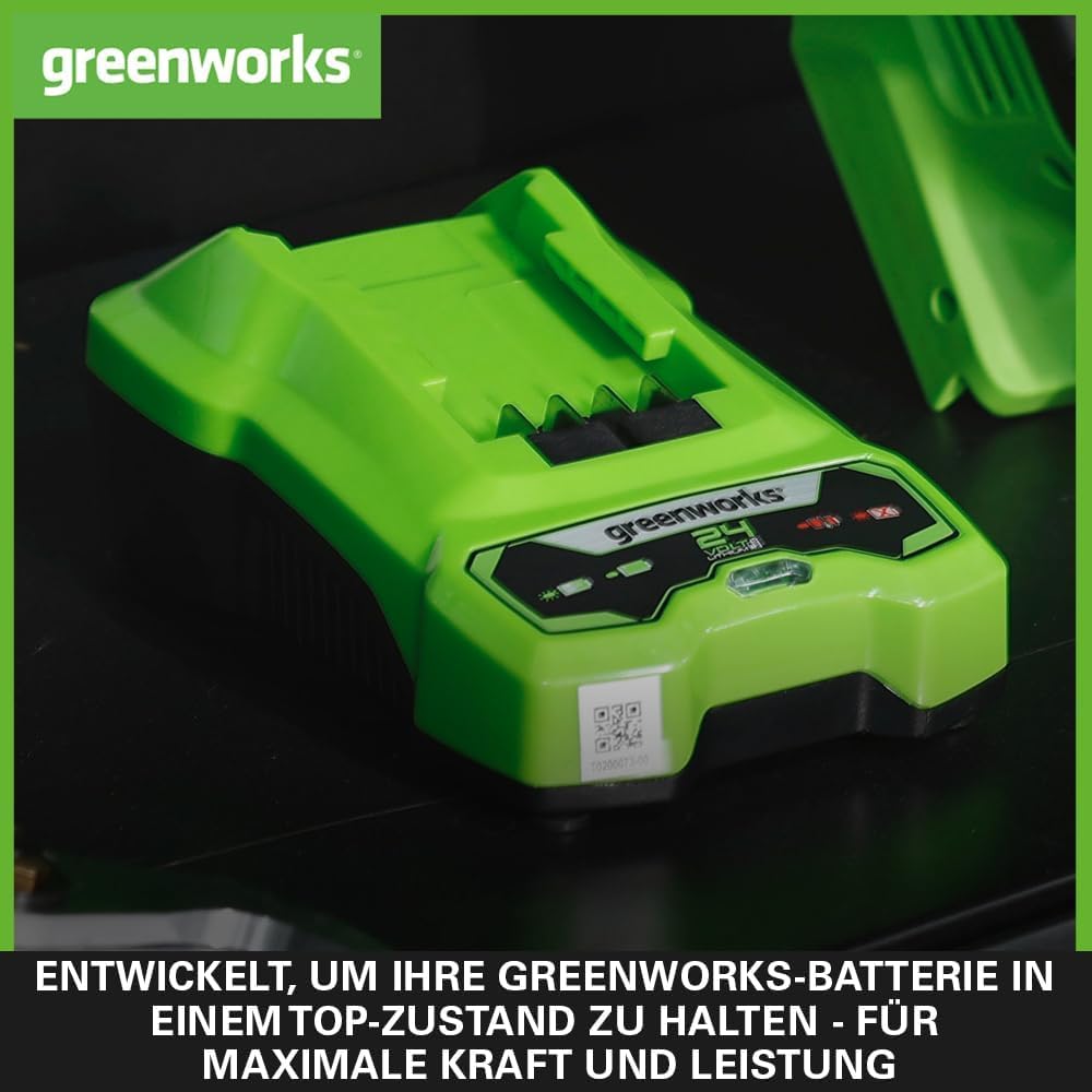 Greenworks 24V 2A Akku Ladegerät, für Greenworks 24V Batterien G24B2 & G24B4, Original Greenworks La
