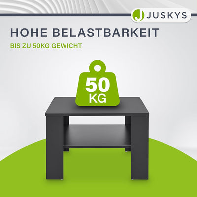 Juskys Couchtisch mit Ablage 60x60x40 cm - Holz, pflegeleicht, robust - Moderner Beistelltisch für Z