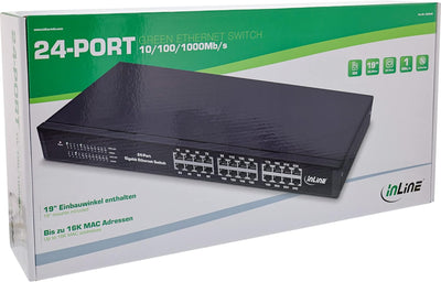 InLine® Gigabit Netzwerk Switch 24-Port, 1GBit/s, 48,26cm (19"), Metall, lüfterlos.