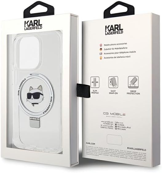KARL LAGERFELD KLHMP15XHMRSCHH Hülle für iPhone 15 Pro Max 6.7" Weiss hardcase Ring Stand Choupette