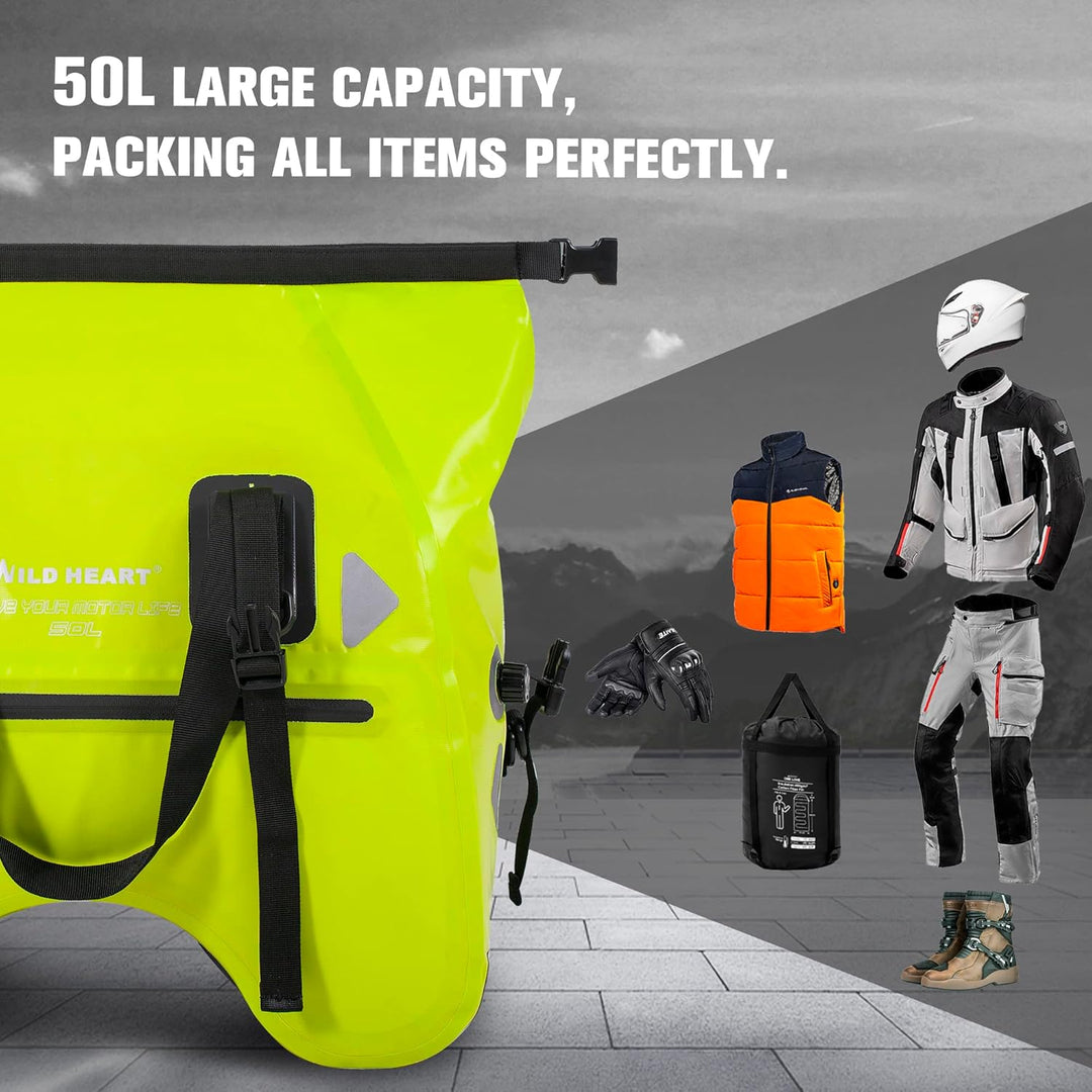 WILD HEART Motorrad-Rücksitztasche U-förmige wasserdichte Hecktasche 50L Motorradausrüstung Lokomoti