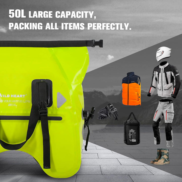 WILD HEART Motorrad-Rücksitztasche U-förmige wasserdichte Hecktasche 50L Motorradausrüstung Lokomoti