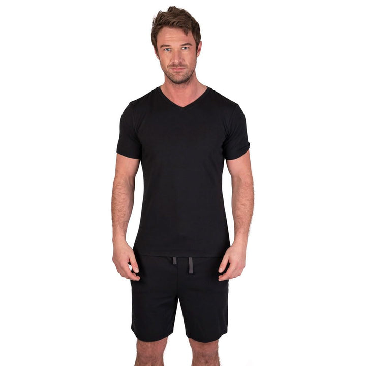 Light & Shade Pyjama-Set mit Oberteil und kurzer Hose für Herren, Schwarz, M M Schwarz, M Schwarz