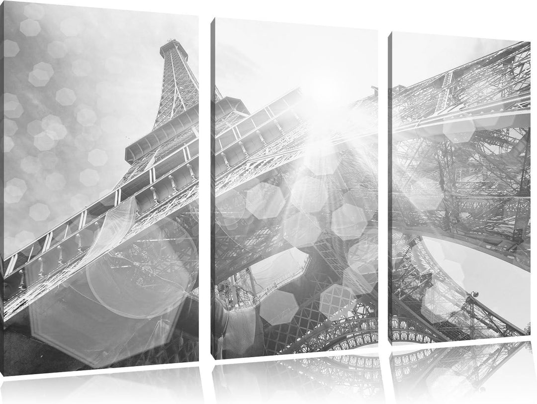Pixxprint Eiffelturm im Sonnenschein als Leinwandbild 3 teilig/Grösse: 3 Teilig (120x80) / Wandbild/