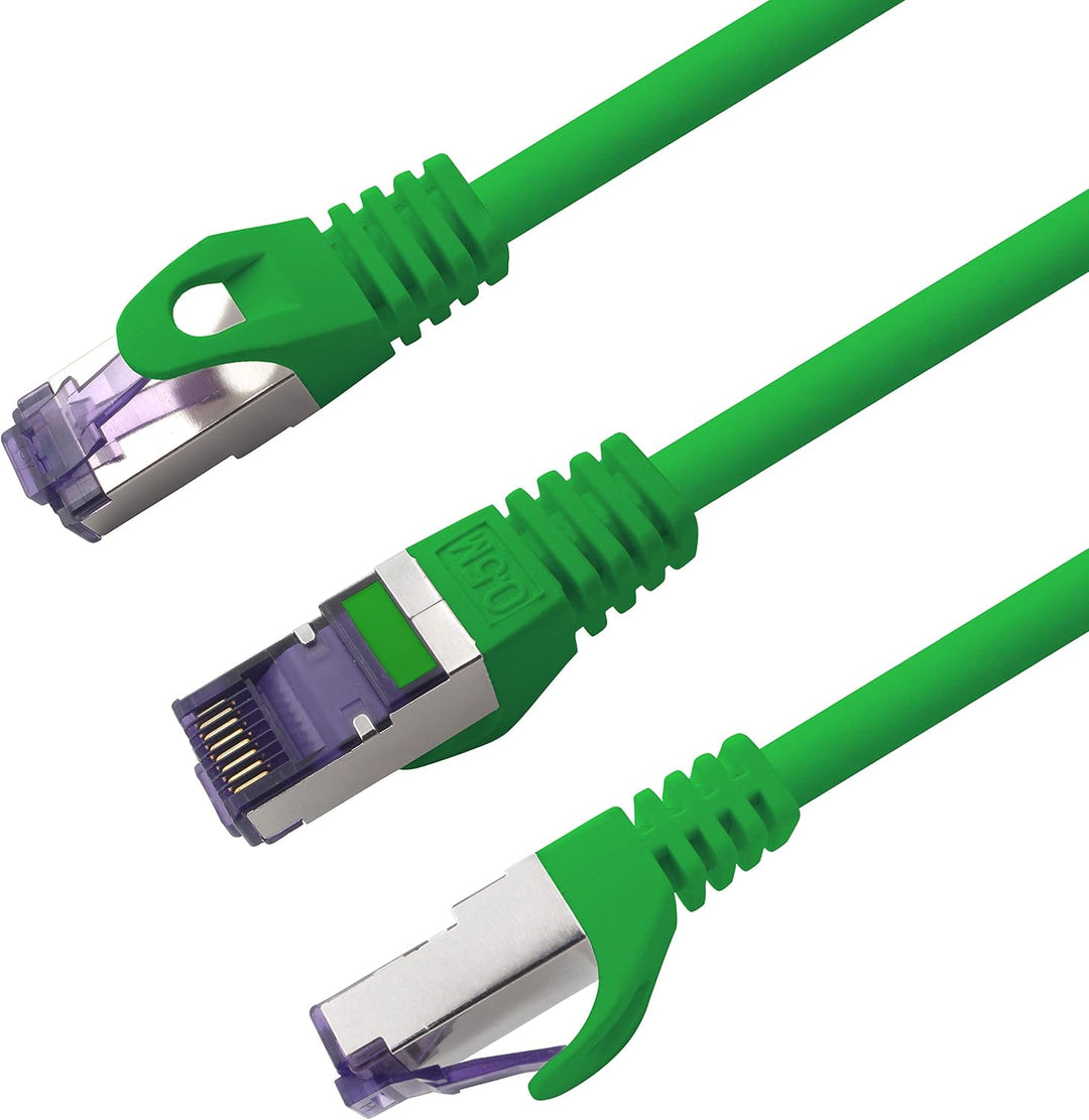 Cat.7 Netzwerkkabel 2m - Grün - 10 Stück - Cat7 Patchkabel (SFTP/PIMF/LSZH) Rohkabel 10 Gb/s mit Rj
