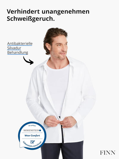 FINN Anti-Schweiss Unterhemd Herren mit Rundhals-Ausschnitt - Unterziehshirt Männer mit Einsätzen ge