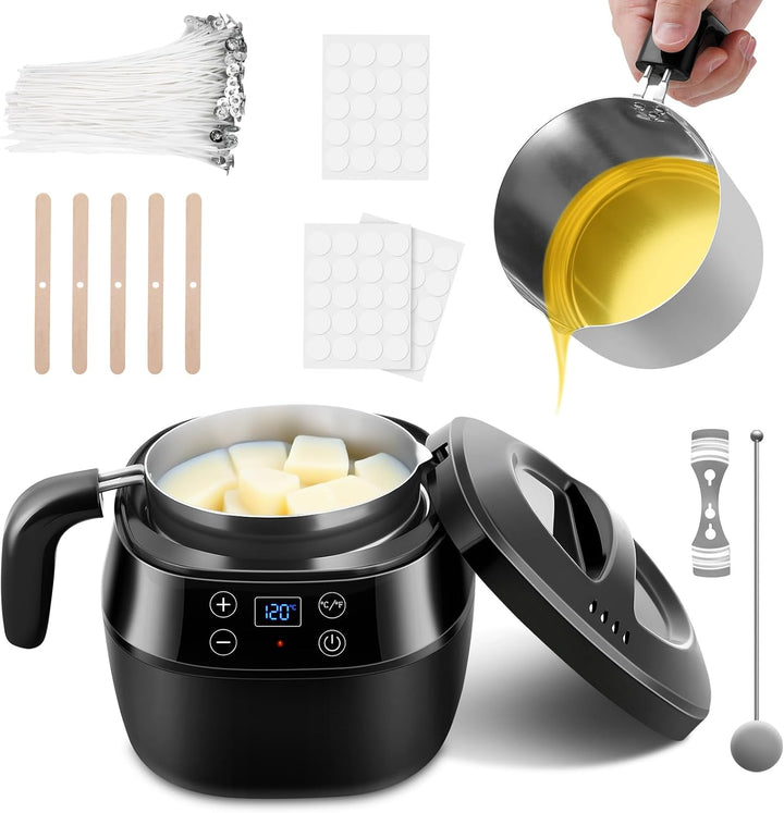 Fuutilake Elektrischer Wachsschmelzer, mit Ausgiessvorrichtung 1 L Wachsschmelzofen - 100x Dochte, D