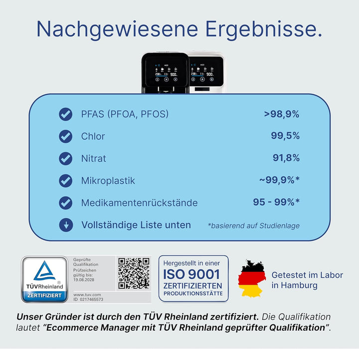 HO3 Home One Auftisch Osmoseanlage für Trinkwasser mit 4 Temperaturstufen (RT, 50, 85, 95°C), 5 Stuf