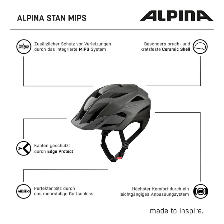 Alpina Stan MIPS Helm grau 51-55 cm, 51-55 cm