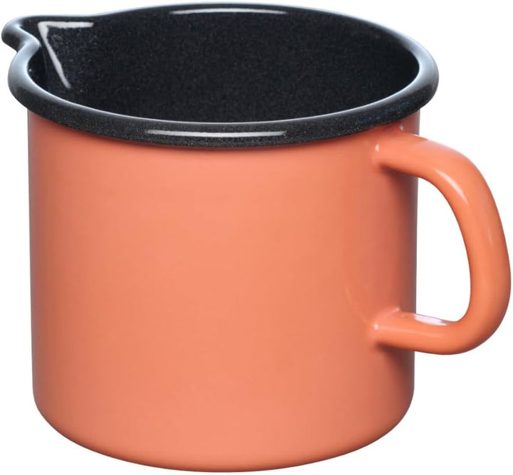 RIESS 0040-001 Schnabeltopf 12 cm, 1 L, Emaille, Nouvelle Pur, Mango/Milchtopf