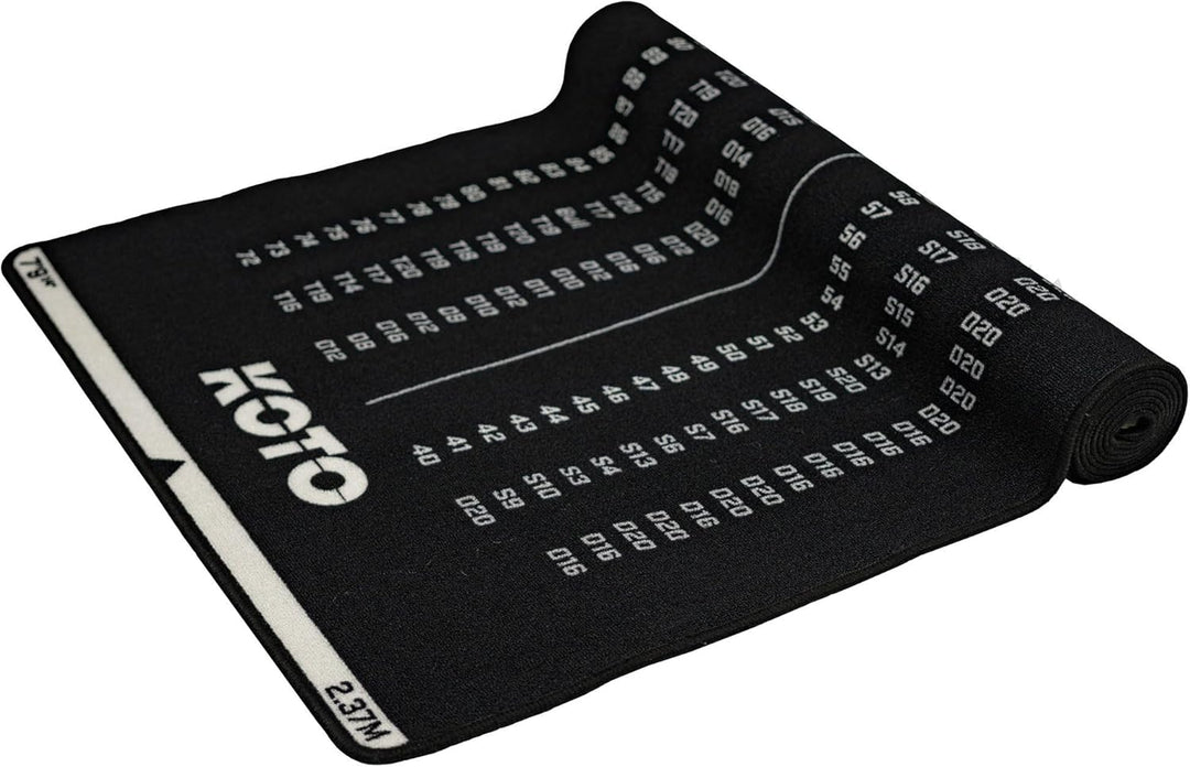 KOTO - Carpet Checkout Dartmatte, Schutz Bodens und Dartpfeile, Mit Score-Indikation + Oche 237x80cm