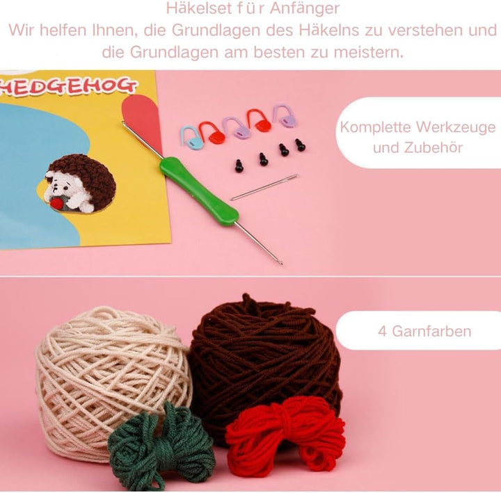 Boriad Häckel Kit für Anfänger,Häkelset mit Schritt-für-Schritt-Videoanleitungen in deutscher Sprach