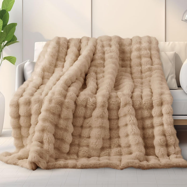 Kuscheldecke 200x230 cm, Kaninchen Plüsch Decke, Super Soft Wohndecke Dick 1000GSM Couchdecke Warme