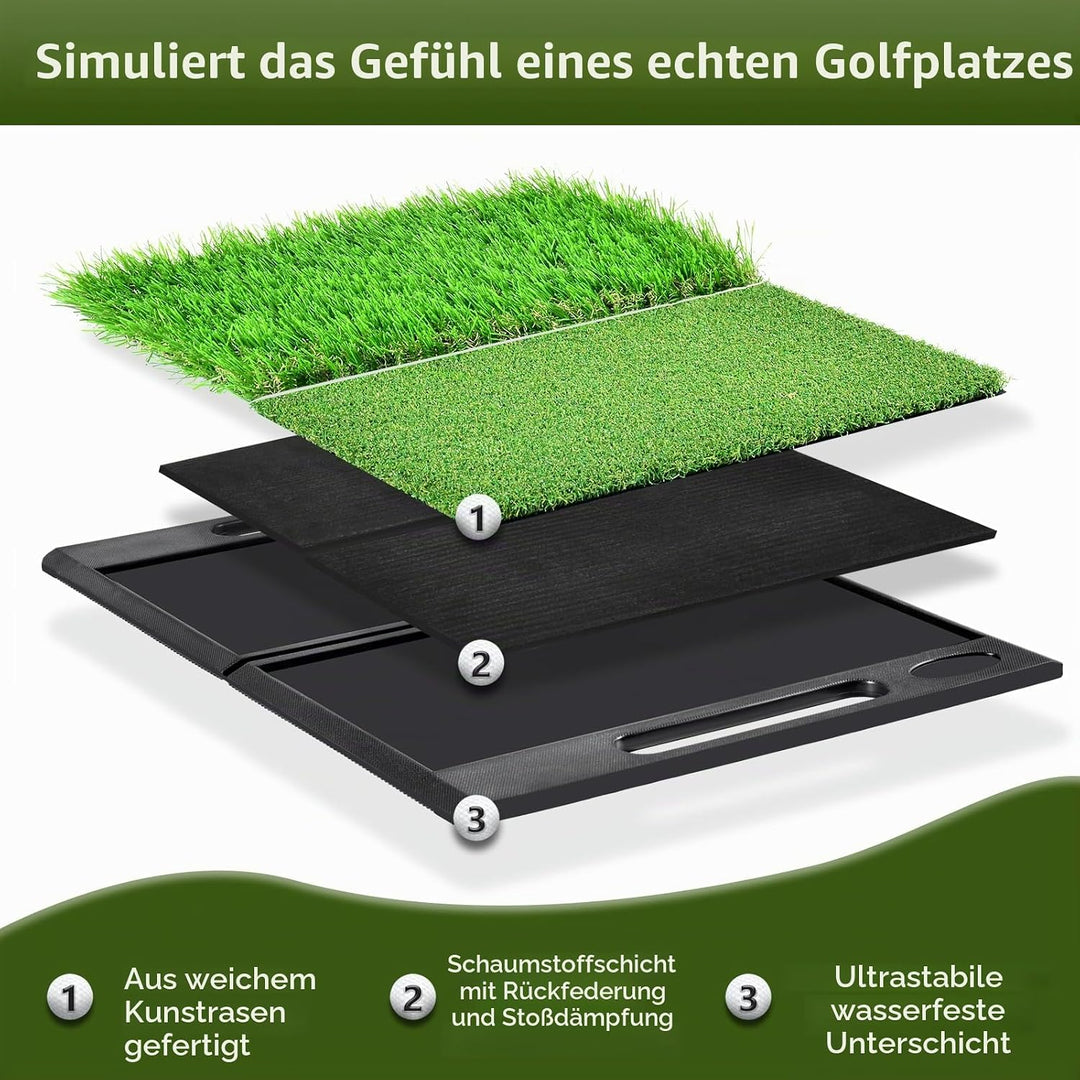Golf Abschlagmatte 51 x 40 cm,Golf Übungsmatte mit 4 Golfbällen &amp; Zubehör für Zuhause Indoor Outdoor