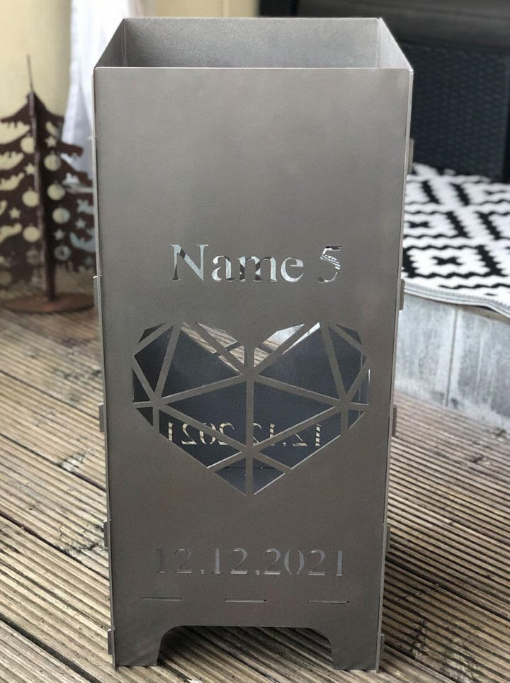 EXTRAVAGANT® Feuertonne, Feuerstelle, Feuerkorb, Feuersäule PERSONALISIERT für den Garten, Terrasse,