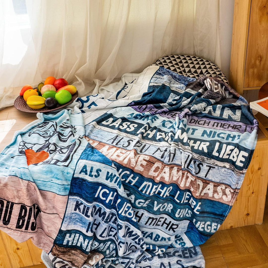 KEMEILA Personalisiertes Deckengeschenk Für Meinen Mann, Bedruckte Sofa-Reisedecke, Weihnachten Gebu