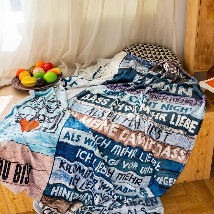 KEMEILA Personalisiertes Deckengeschenk Für Meinen Mann, Bedruckte Sofa-Reisedecke, Weihnachten Gebu