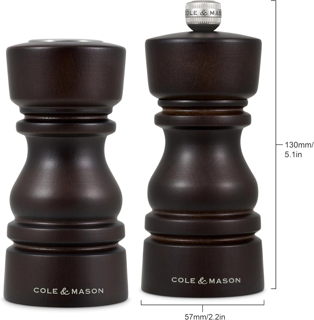 Cole & Mason London Salz- und Pfefferstreuer & Mühlen-Geschenkset, 130 mm / 5" Mühle aus Schokoladen