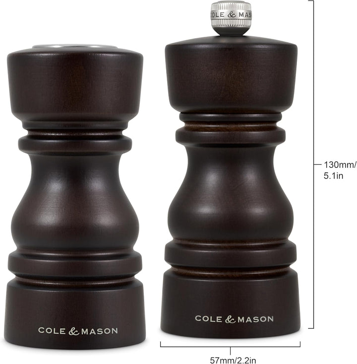 Cole & Mason London Salz- und Pfefferstreuer & Mühlen-Geschenkset, 130 mm / 5" Mühle aus Schokoladen