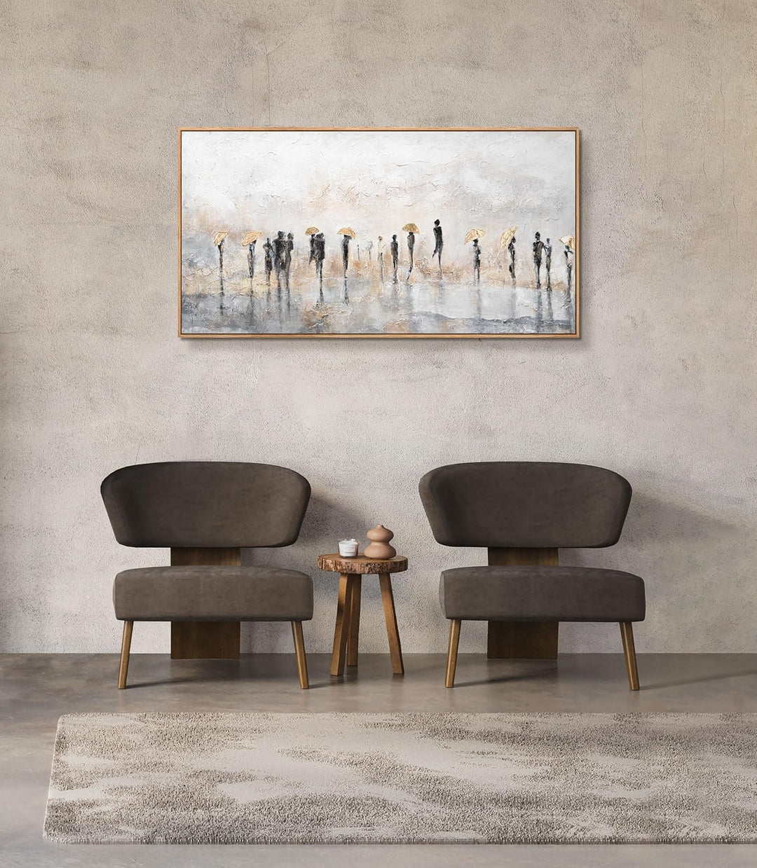 YS-Art XXL Abstrakt Acryl Gemälde auf Leinwand mit Rahmen Sommerregen handgemalte Wandbilder Wohnzim