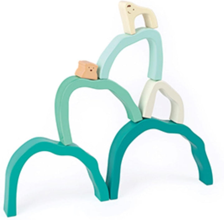 Hape Stapelblöcke Eisbären in der Arktis - Bogen aus Holz, Montessori Motorikspielzeug, buntes Holzb