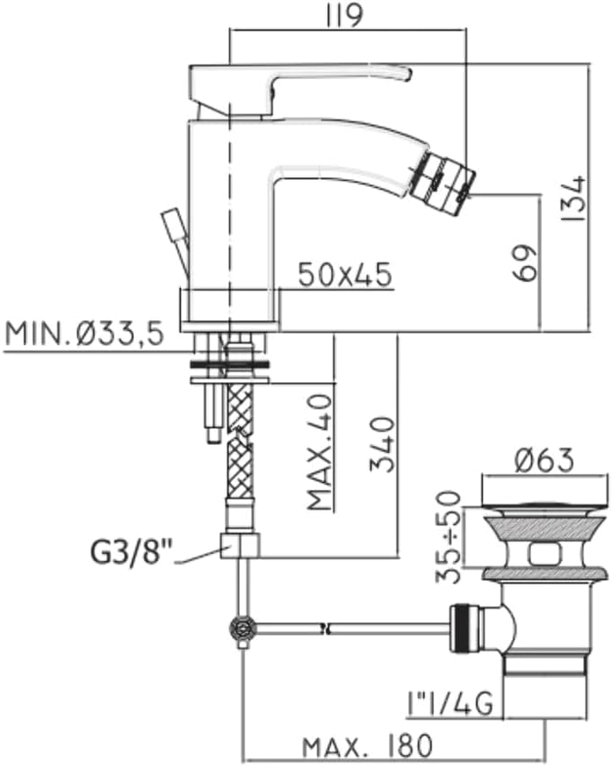 Mischbatterie Bidet Level PAFFONI LES135 CR