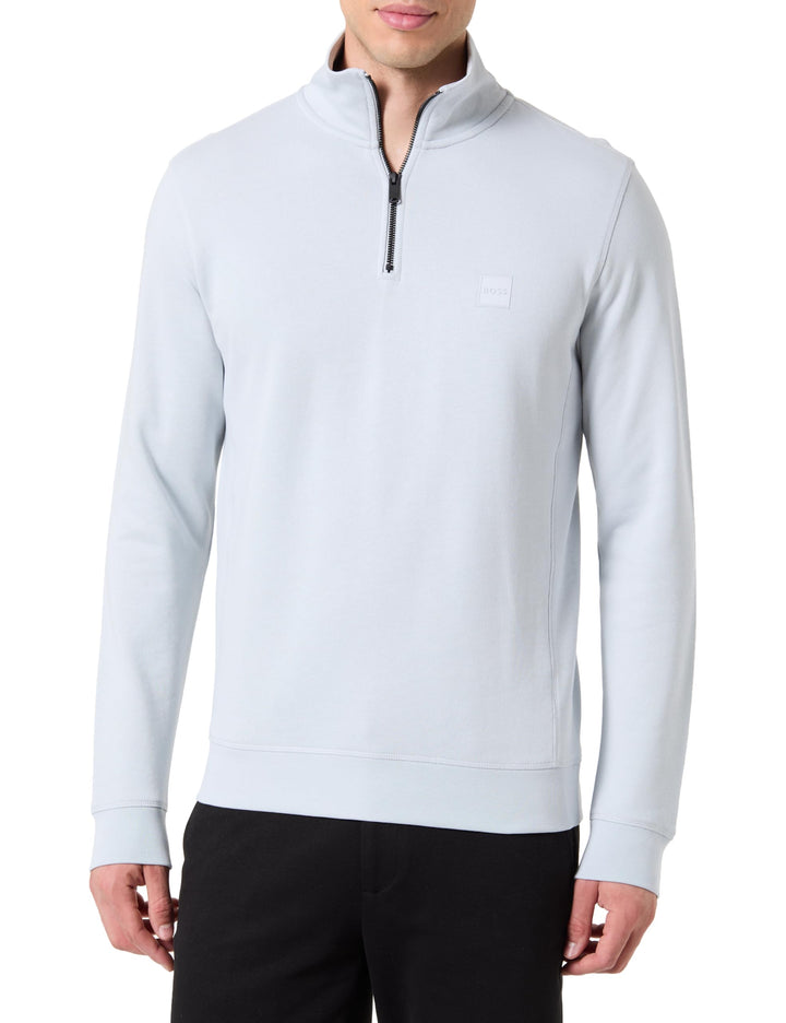 BOSS Herren Zetrust Sweatshirt aus Baumwoll-Terry mit Reissverschluss am Kragen und Logo-Aufnäher S