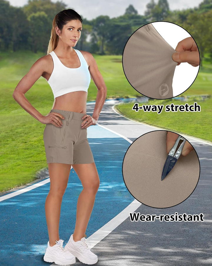 Outdoor Ventures Kurze Hose Damen UPF50+ UV Schutz Wander Shorts Sommer Leicht Trekking Shorts Stret