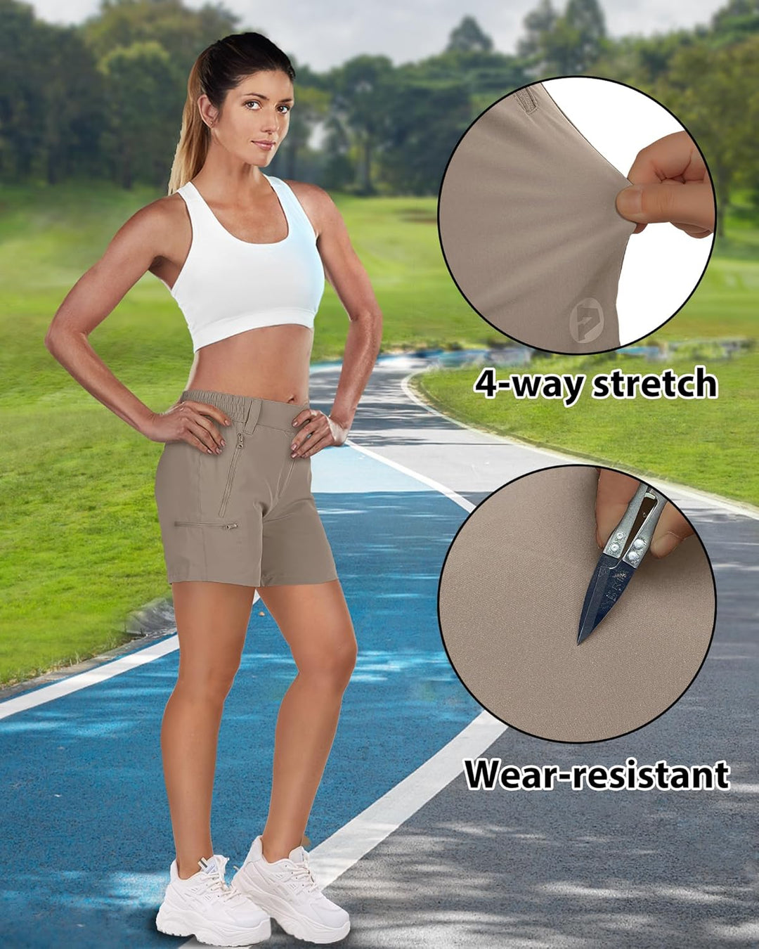 Outdoor Ventures Kurze Hose Damen UPF50+ UV Schutz Wander Shorts Sommer Leicht Trekking Shorts Stret