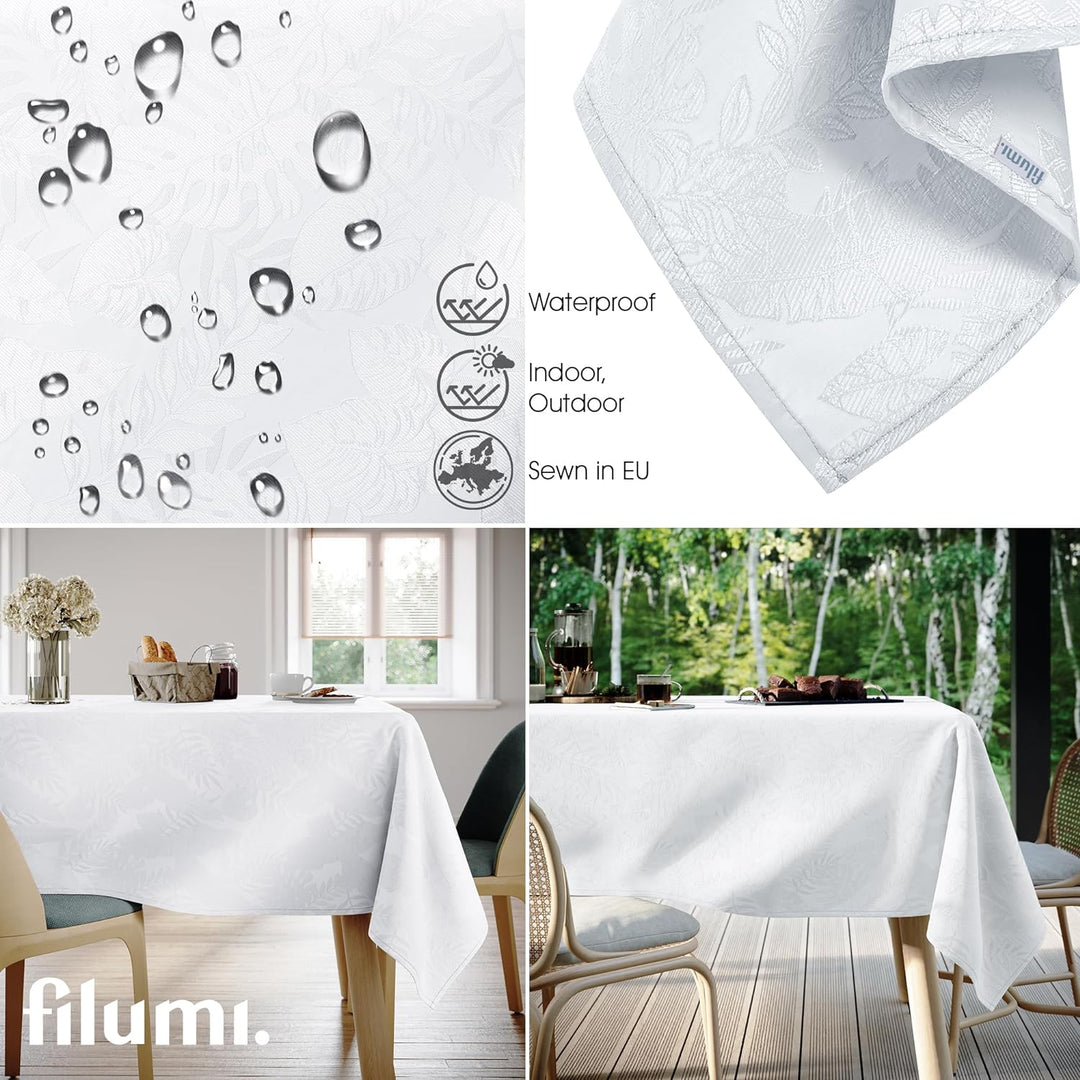 Filumi Tischdecke 110x160 cm Weiss Abwaschbar Für Indoor Outdoor Monsteramuster Eris 110x160 cm Weis