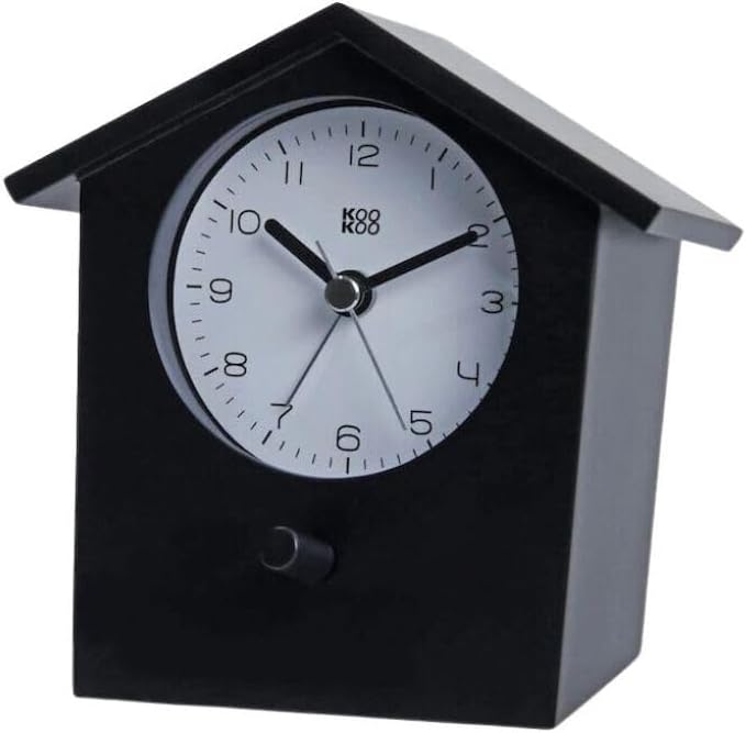 KOOKOO EarlyBird Schwarz, Wecker mit Vogelmelodie (Originalaufnahme) oder Dreiklangton, Schwarz