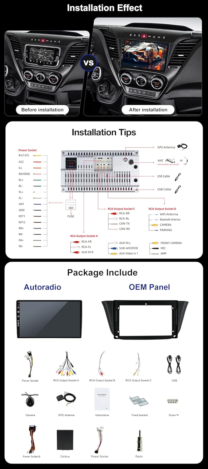 SXAUTO Android 12 IPS Autoradio Passt für Iveco Daily VI (2014-2021) - Eingebaut Carplay/Android Aut