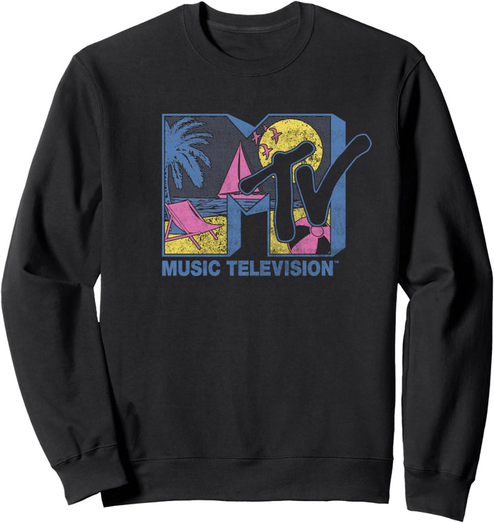 MTV Beach Neon Filled Logo Sweatshirt