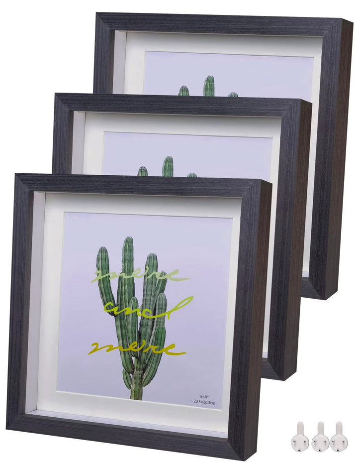 Dohomi 3D Schwarzer Bilderrahmen Quadratisch 20x20cm 3 Pack Schattenbox Fotorahmen Hergestellt aus M