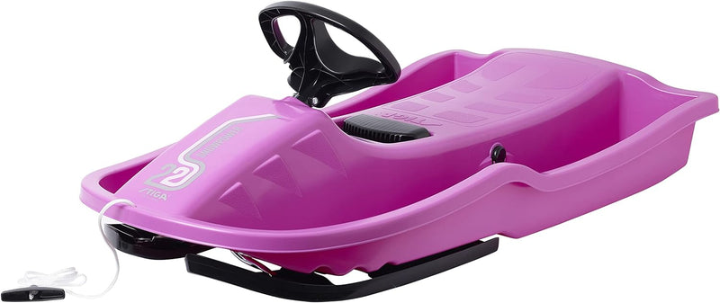 STIGA Kinder Schlitten mit Lenkrad Snowpower, ab 5 Jahre Rosa/Schwarz, Rosa/Schwarz