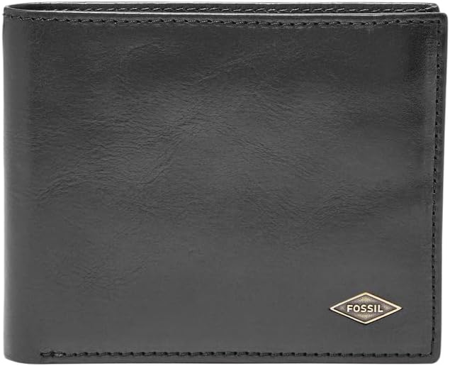Fossil Herren Quinn Leder Bifold Geldbörse 11,5 cm L x 2 cm B x 9 cm H Schwarz (Black), Schwarz (Bla
