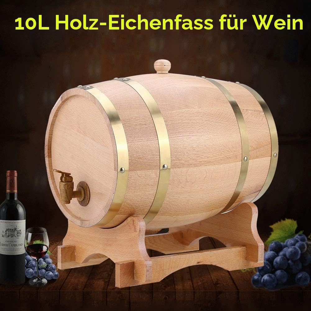 Weinfass aus Eichenfass, personalisierbar, 10 l, Vintage-Stil, für Whisky, Bourbon, Tequila, Rum, he