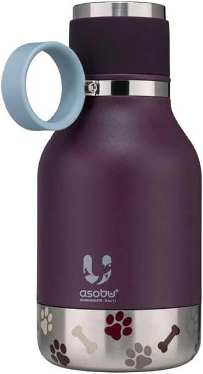 Asobu - Dog Bowl - Edelstahlflasche mit Hundenapf 1 Liter Burgunderrot Burgundy 1 Liter, Burgundy 1